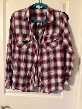 Kut from the Kloth Red, Black & White Plaid Shirt